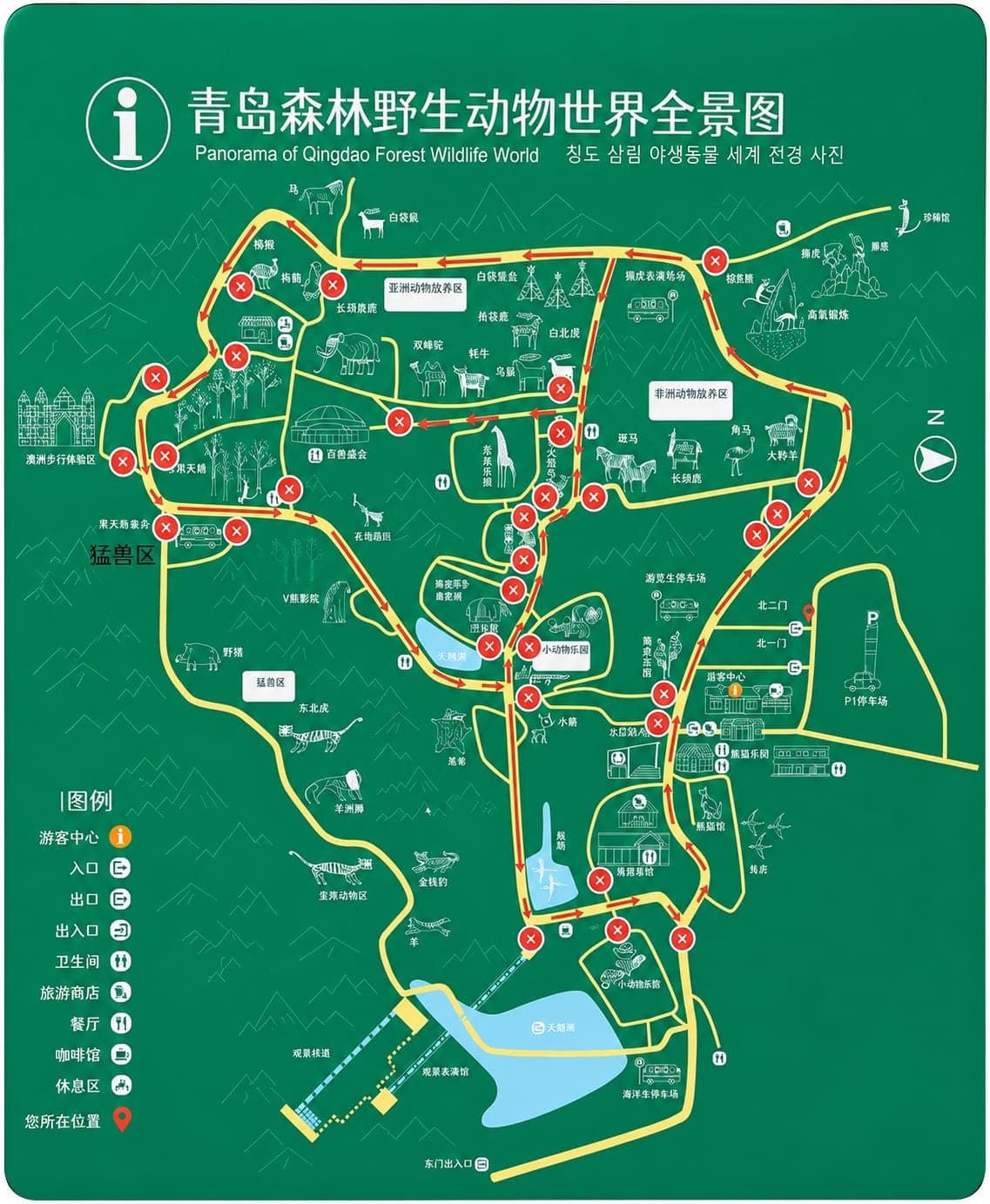 青岛森林野生动物世界园区地图