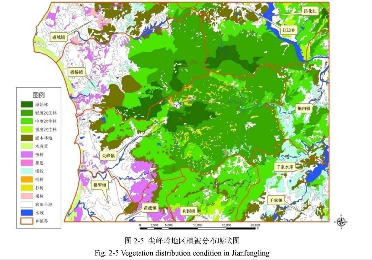 尖峰岭国家级自然保护区范围与空间格局图