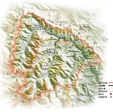 王朗国家级自然保护区范围与空间格局图