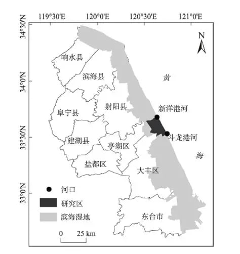 盐城湿地珍禽国家级自然保护区范围与空间格局图
