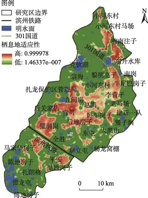 扎龙国家级自然保护区范围与空间格局图